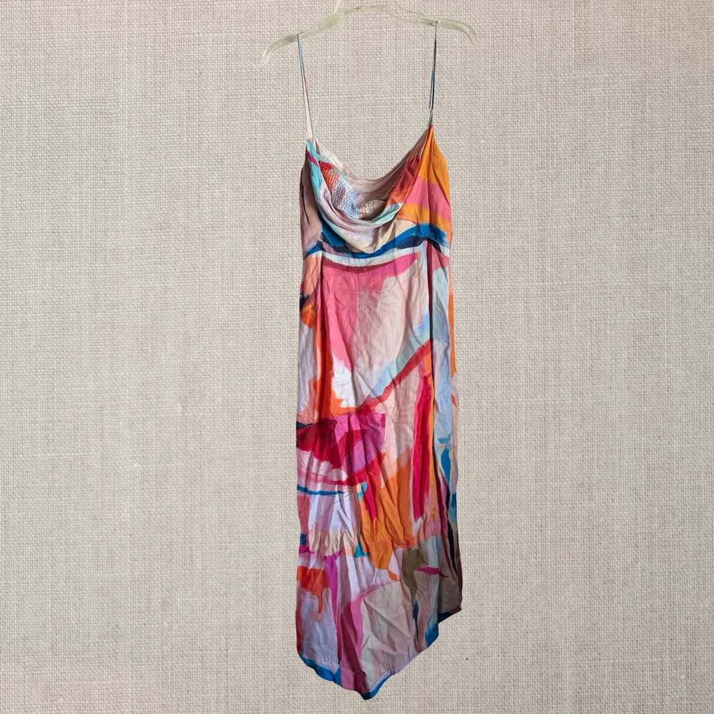 Anthropologie Abstract Dress Painterly Y2K Cowl Neck Midi - 8 - Picture 10 of 12